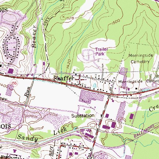 Topographic Map of Shaffer, PA