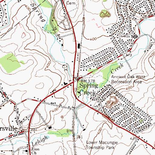 Topographic Map of Spring Creek, PA