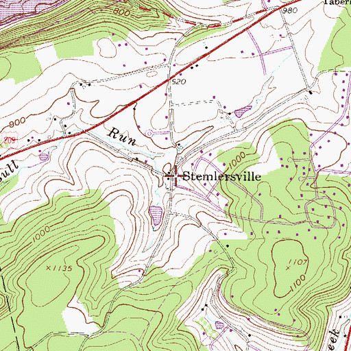 Topographic Map of Stemlersville, PA