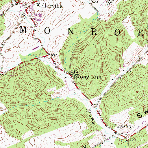 Topographic Map of Stony Run, PA