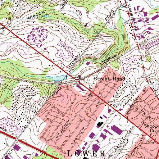 Topographic Map of Street Road, PA