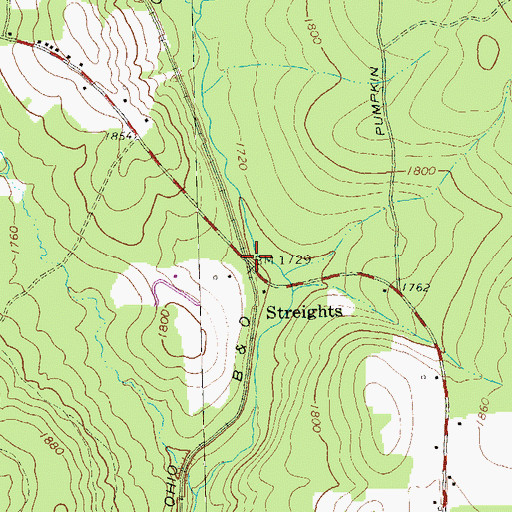 Topographic Map of Streights, PA