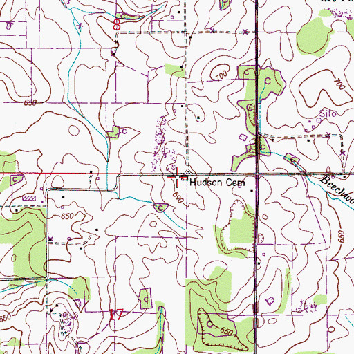 Topographic Map of Hudson Cemetery, AL