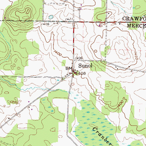 Topographic Map of Sunol, PA
