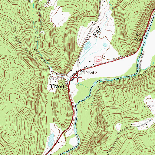 Topographic Map of Tivoli, PA