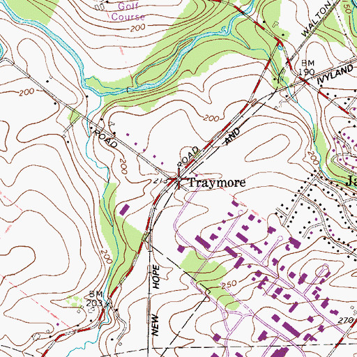 Topographic Map of Traymore, PA