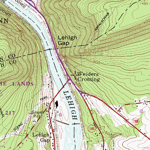 Topographic Map of Weiders Crossing, PA