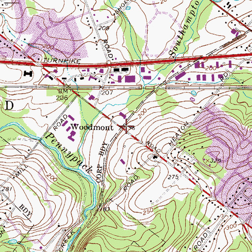 Topographic Map of Woodmont, PA
