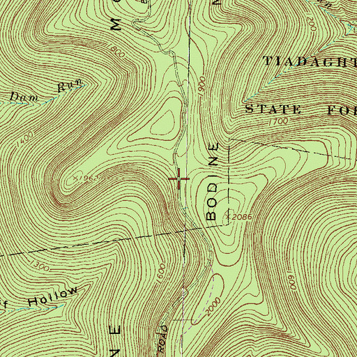 Topographic Map of Bodine Mountain Overlook, PA