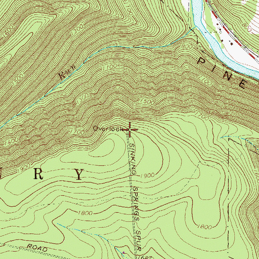 Topographic Map of Sinking Springs Overlook, PA