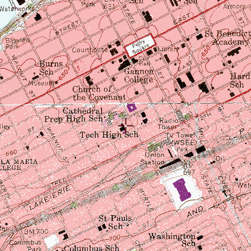 Topographic Map of Saint Peters Cathedral, PA