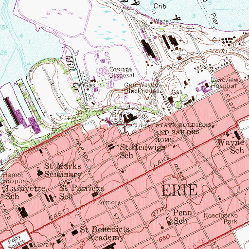 Topographic Map of Wayne Blockhouse, PA