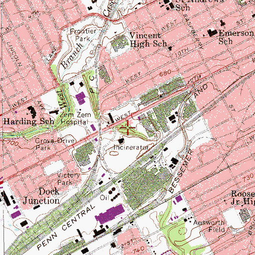 Topographic Map of Victory Park, PA
