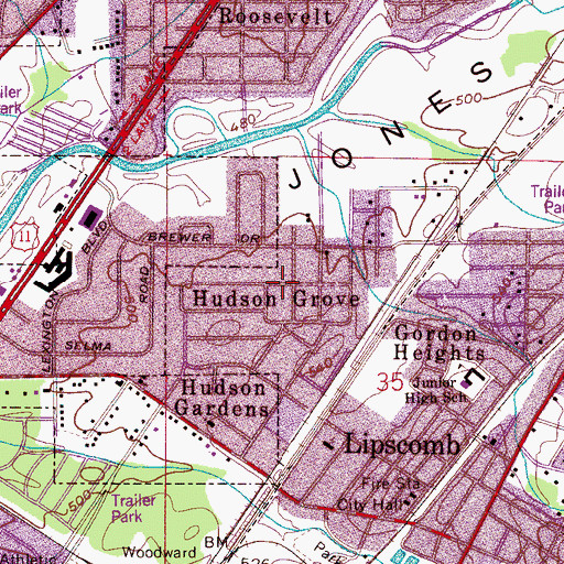 Topographic Map of Hudson Grove, AL