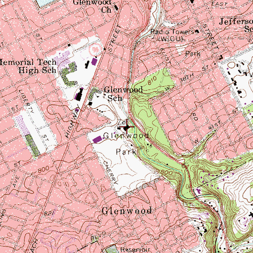 Topographic Map of Glenwood Park Zoo, PA
