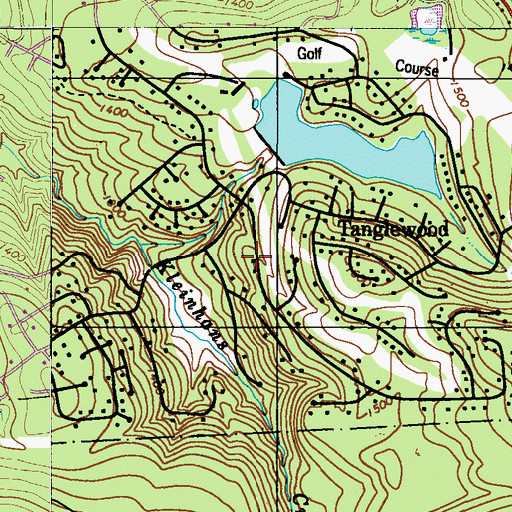 Topographic Map of Tanglewood Golf Course, PA