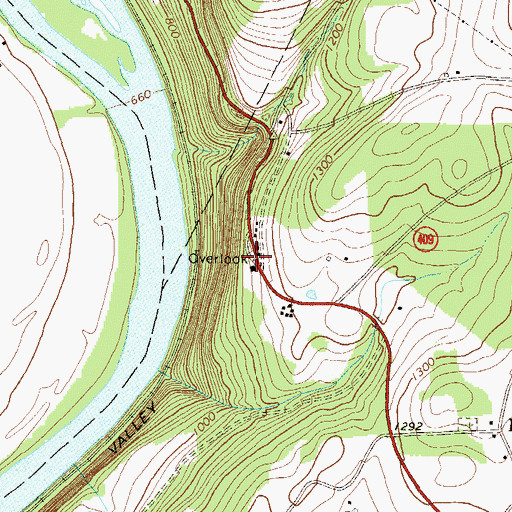 Topographic Map of French Azilum Overlook, PA