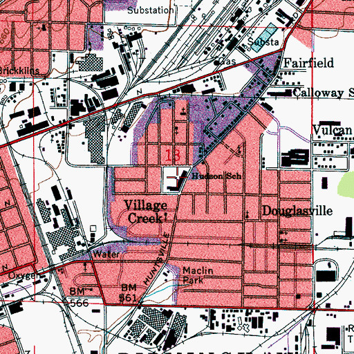 Topographic Map of Hudson Elementary School, AL
