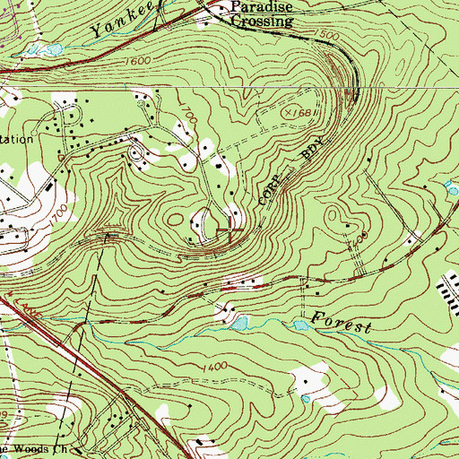 Topographic Map of Mount Pocono Overlook, PA