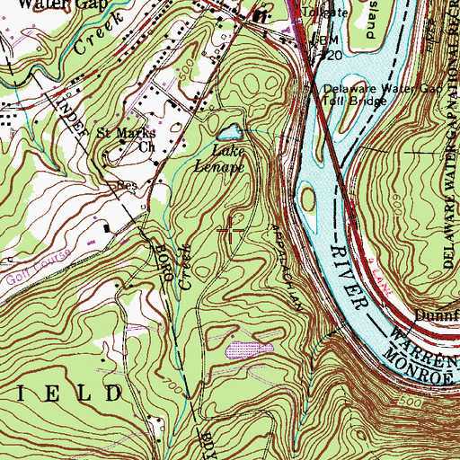 Topographic Map of Lake Lenape Cave Shelter, PA