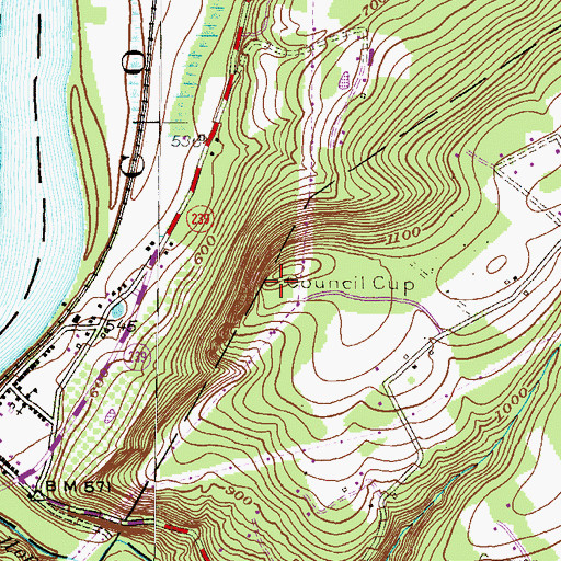 Topographic Map of Council Cup Scenic Overlook, PA