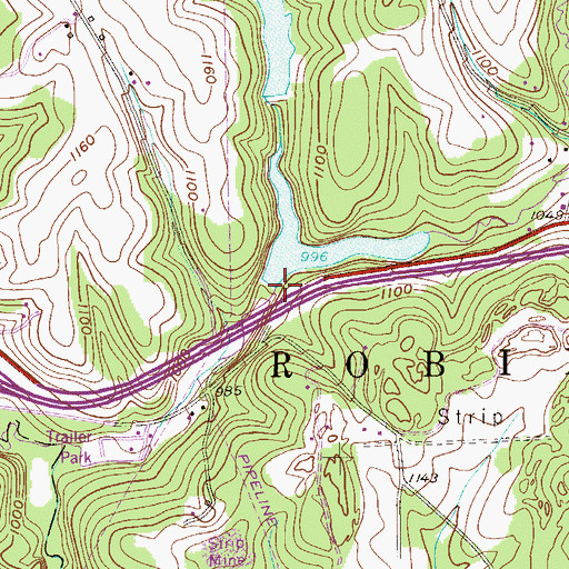 Topographic Map of McDonald Waterworks, PA