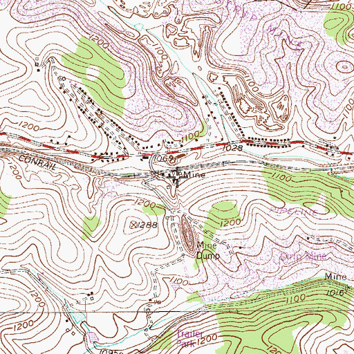 Topographic Map of Francis Mine, PA