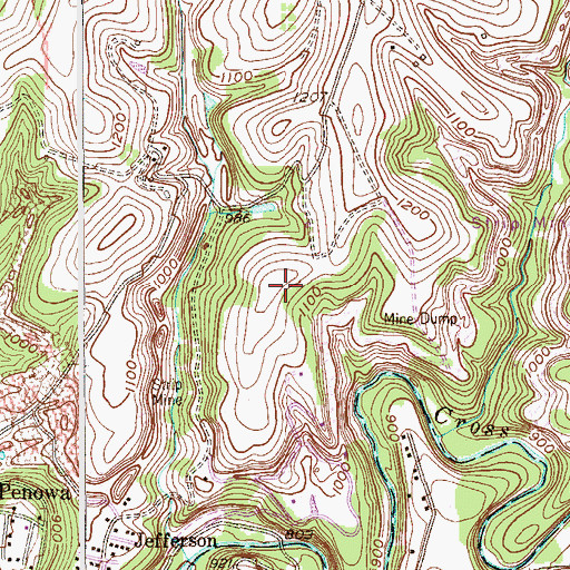 Topographic Map of Meadowcroft (historical), PA