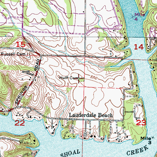 Topographic Map of Huff Cemetery, AL