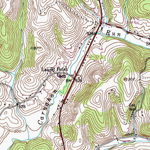 Topographic Map of Riggles Crossroads, PA