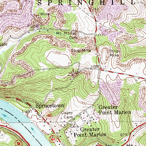 Topographic Map of Cagey School, PA