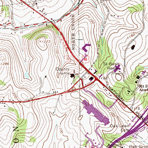 Topographic Map of Fayette County Home, PA