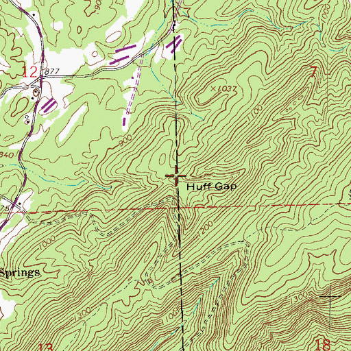 Topographic Map of Huff Gap, AL