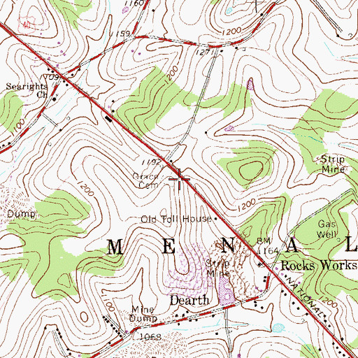 Topographic Map of Grace Church (historical), PA