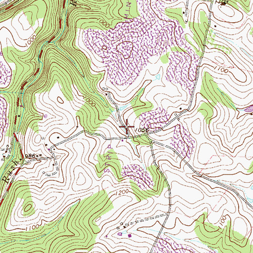 Topographic Map of Rush Run School, PA