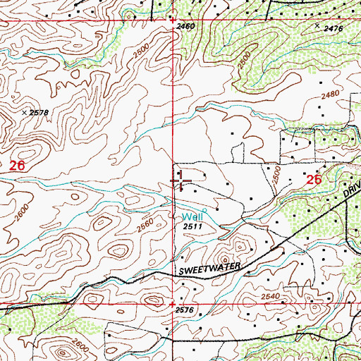 Topographic Map of Sweetwater Ranch, AZ