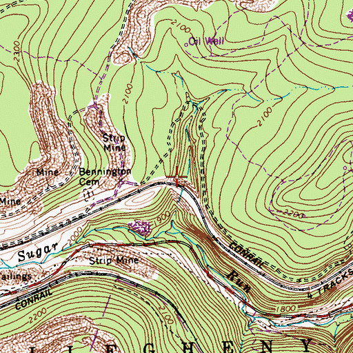 Topographic Map of Bennington, PA