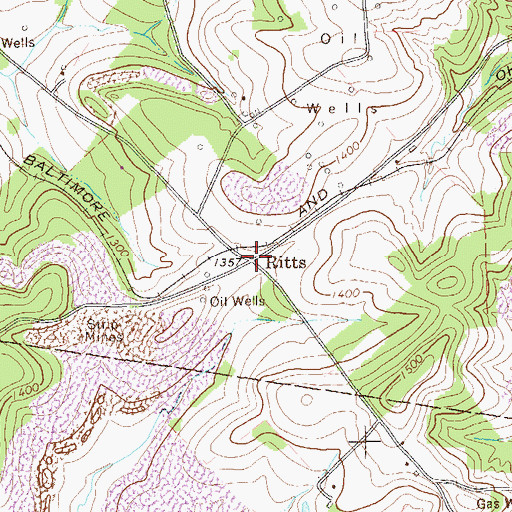 Topographic Map of Ritts, PA