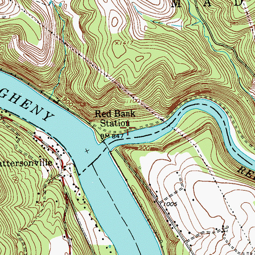 Topographic Map of Redbank Furnace, PA