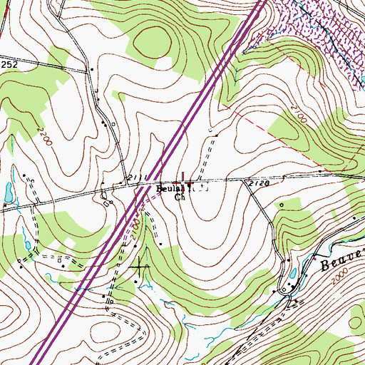 Topographic Map of Beulah School (historical), PA