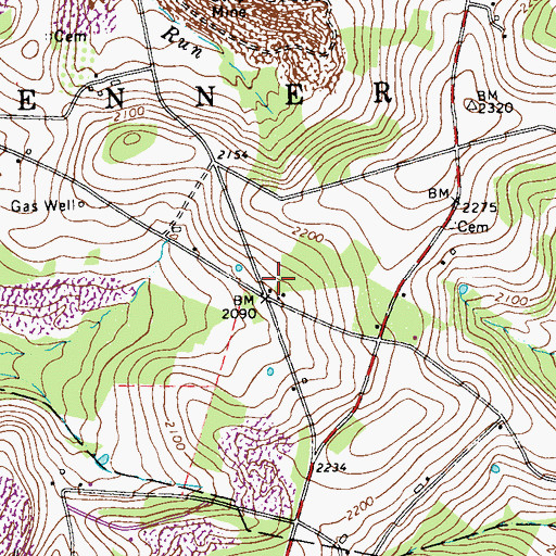 Topographic Map of Pyles School, PA