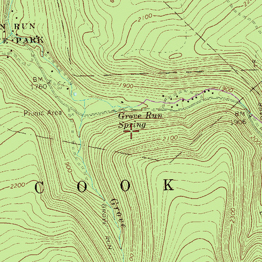 Topographic Map of Grove Run, PA