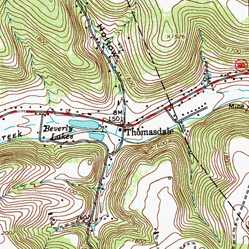 Topographic Map of Thomasdale School, PA