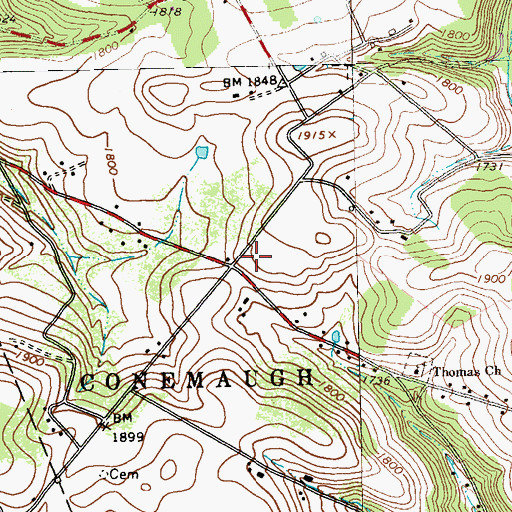 Topographic Map of Saylor School, PA