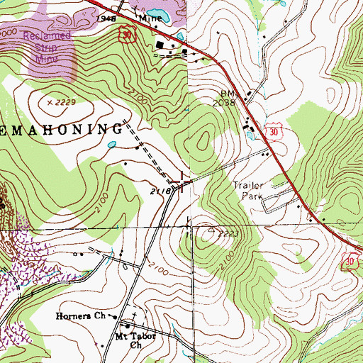Topographic Map of Muller School, PA
