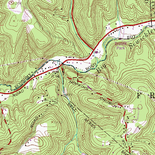 Topographic Map of Hopkins Church (historical), PA