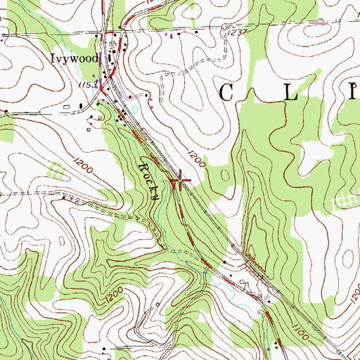 Topographic Map of Woods, PA