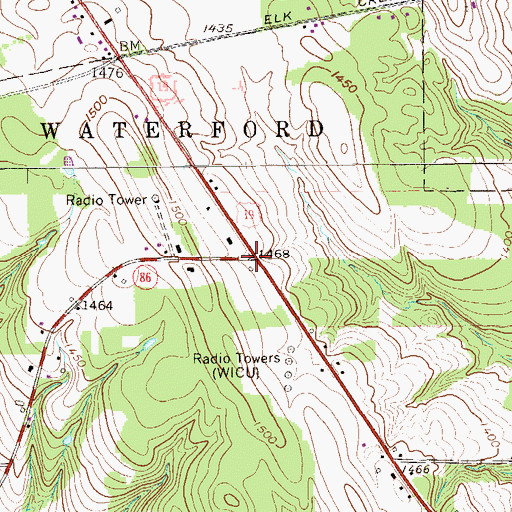 Topographic Map of Strongs Corners, PA