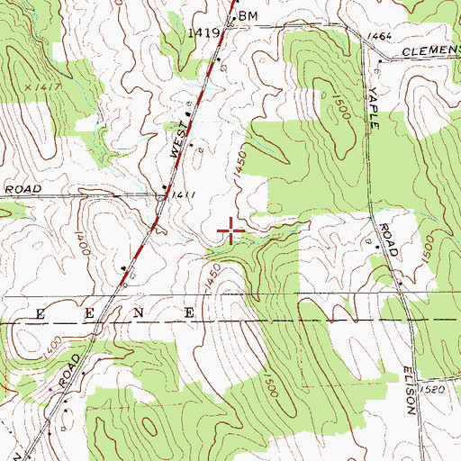 Topographic Map of Yaple Corners, PA