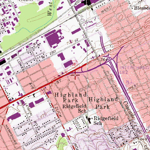 Topographic Map of Plaza 79, PA